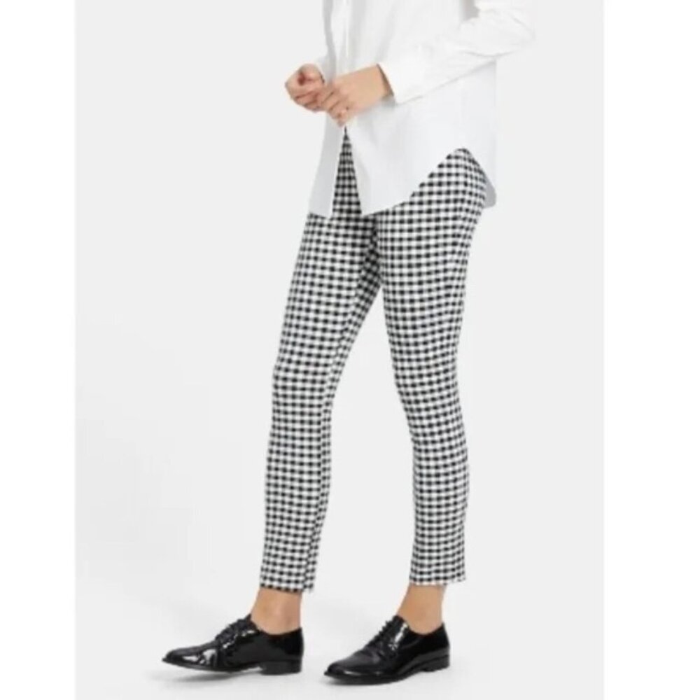 Theory Black and White Checkered Pants
